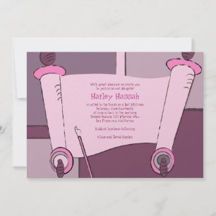 Invitación a Bat Mitzvah Torah Hailey Hannah Pink