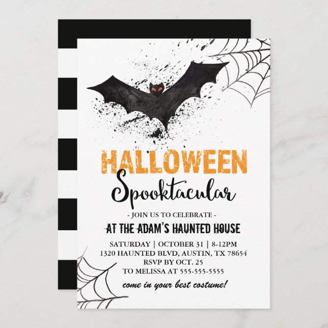Invitación a Bat Spooktacular de Halloween (Anverso / Reverso)
