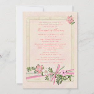 Invitación a bautismal floral