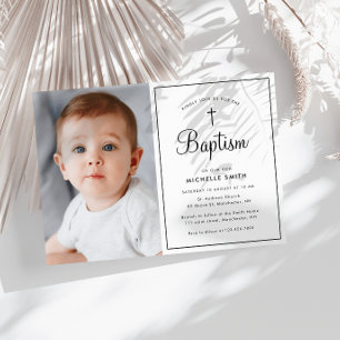 invitación a bautizar con fotografía de marco mode