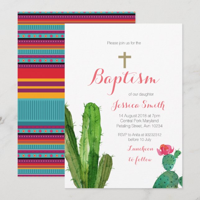 Invitación a bautizar - Invitación a la bebé (Anverso / Reverso)