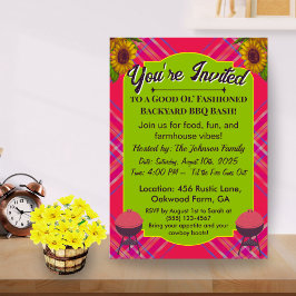 Invitación a BBQ Country – Tema Plaid Grill Rústic