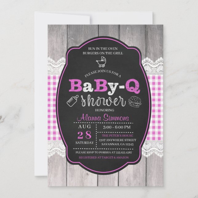 Invitación a BBQ de Baby Q Baby Shower (Anverso)