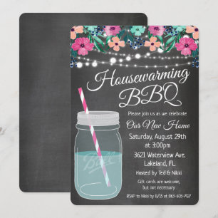 Invitación a BBQ de inauguración en frasco de Maso