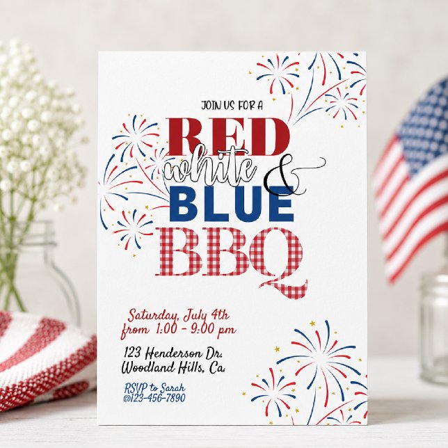 Invitación a BBQ Rojo Blanco y Azul | 4 de Julio (Subido por el creador)