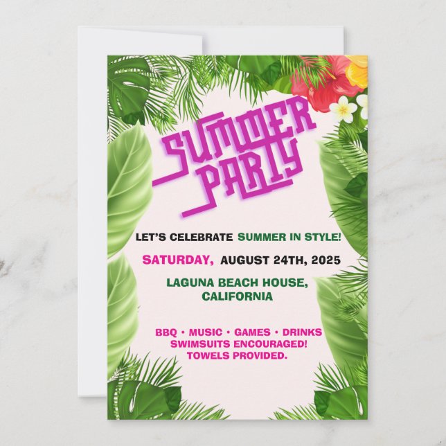 Invitación a BBQ Summer Bash (Anverso)