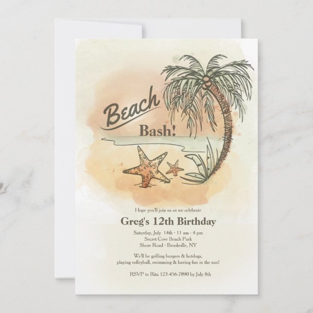 Invitación a Beach Bash (Anverso)