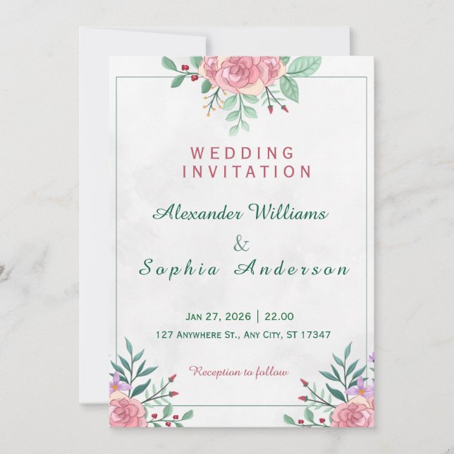 Invitación A beautiful wedding invitation to begin a happy li (Anverso)