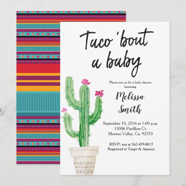 Invitación a bebé de Baby Shower Taco Bout (Anverso / Reverso)