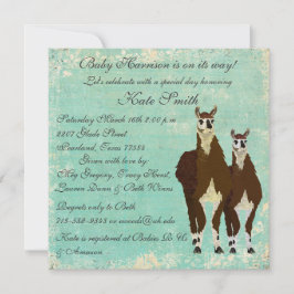 Invitación a bebé de Llamas de cuero