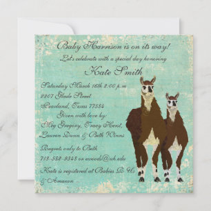 Invitación a bebé de Llamas de cuero