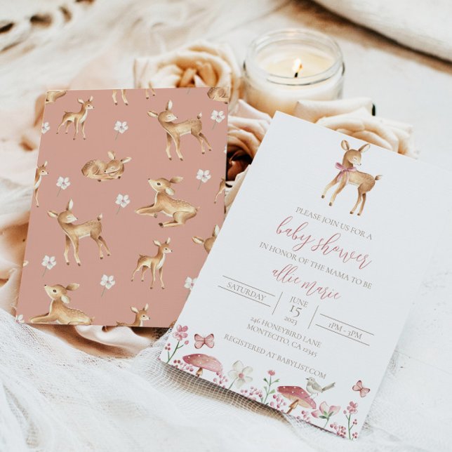 Invitación a bebe de venado Baby Shower Invitación (Subido por el creador)