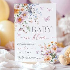 Invitación a bebé en flor, Baby Shower de flor sil