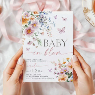 Invitación a bebé en flor, Baby Shower de flor sil