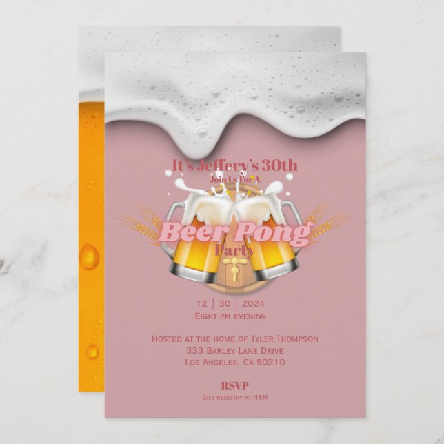 Invitación a Beer pong (Anverso / Reverso)