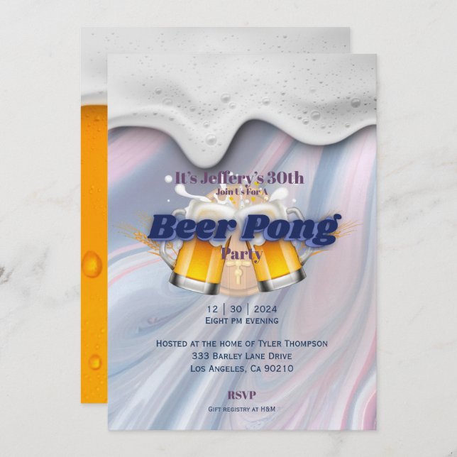 Invitación a Beer pong (Anverso / Reverso)