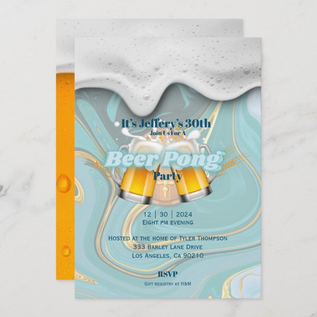 Invitación a Beer pong (Anverso / Reverso)