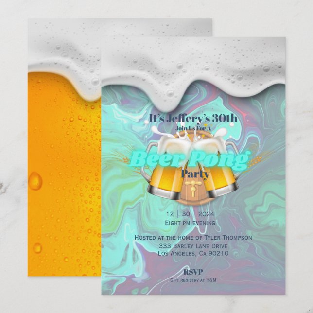 Invitación a Beer pong (Anverso / Reverso)