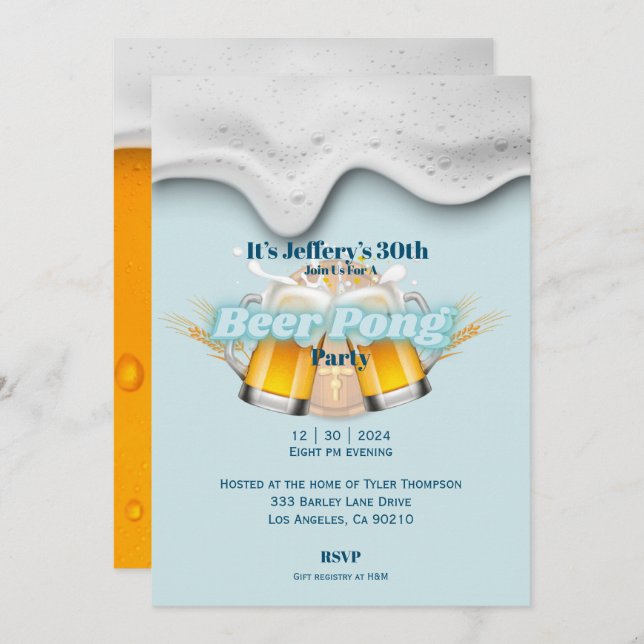 Invitación a Beer pong (Anverso / Reverso)