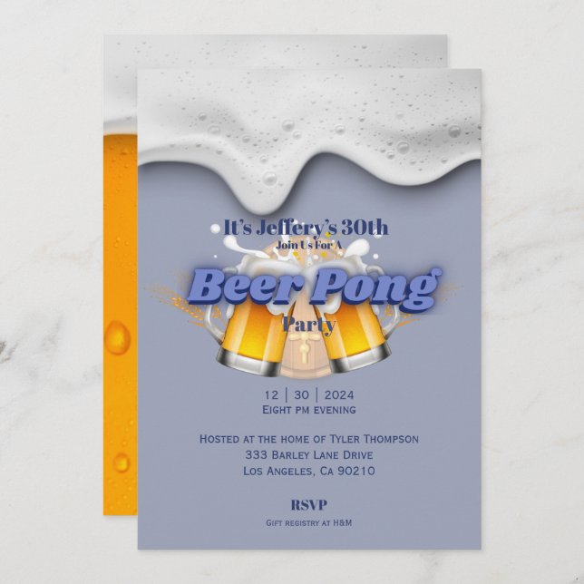 Invitación a Beer pong (Anverso / Reverso)