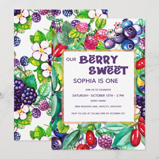 Invitación a Berry Sweet (Anverso / Reverso)