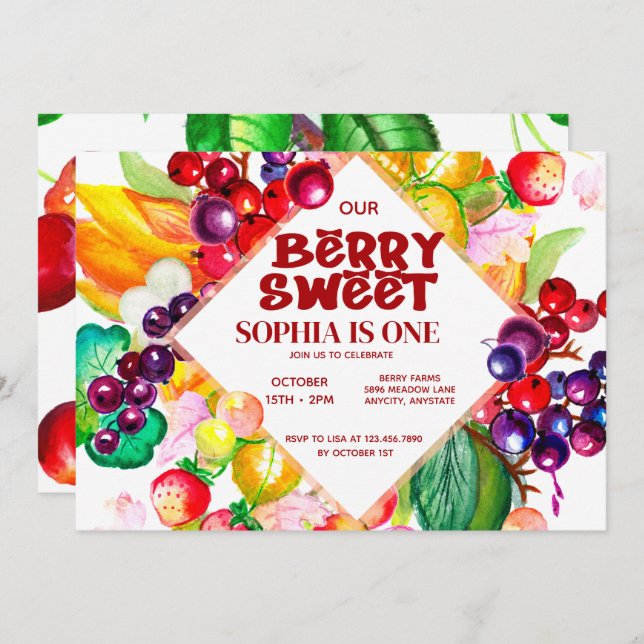 Invitación a Berry Sweet (Anverso / Reverso)