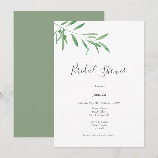 Invitación a bifurcación de color olivo (Anverso / Reverso)