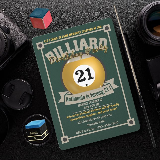 Invitación a billar fiesta de cumpleaños Billiards (Subido por el creador)