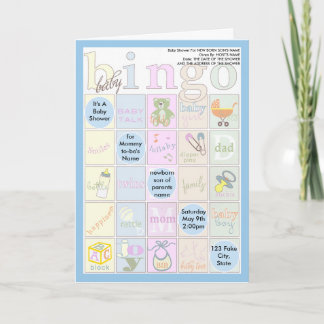 Invitación a Bingo de Baby Shower