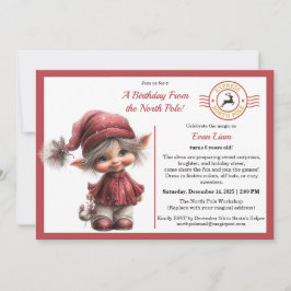 Invitación A Birthday From the North Pole | Whimsical Elf 