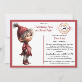 Invitación A Birthday From the North Pole | Whimsical Elf 