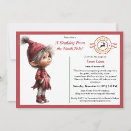 Invitación A Birthday From the North Pole | Whimsical Elf 