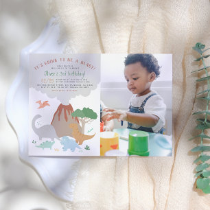 Invitación A Blast   Volcano & Dinosaur Boy Birthday Photo