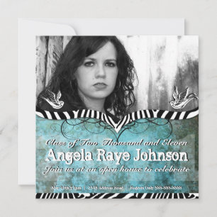 Invitación a Blue Grunge & Zebra de tatuaje urbano