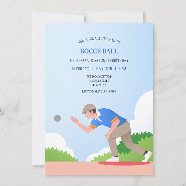 Invitación a Bocce Ball (Anverso)