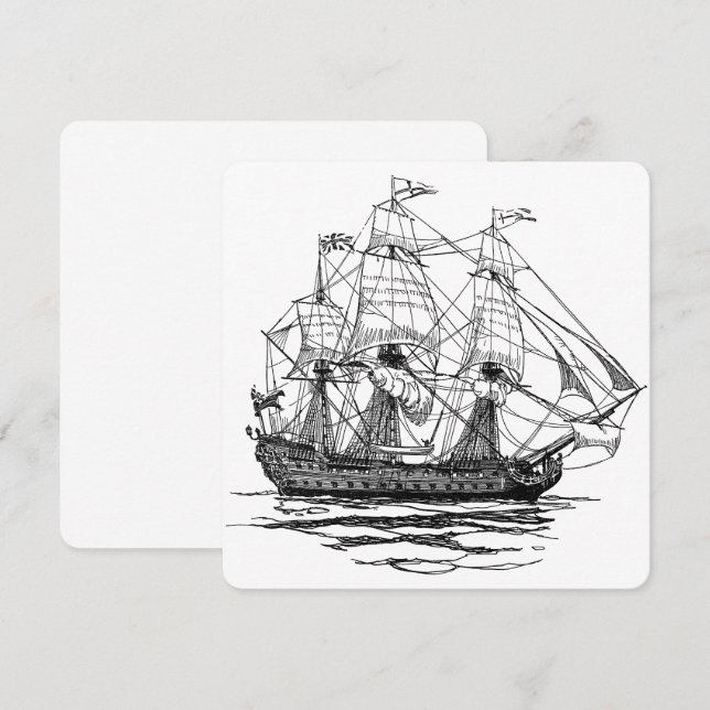 Invitación a boceto de cañón de galleón pirata vin (Anverso / Reverso)