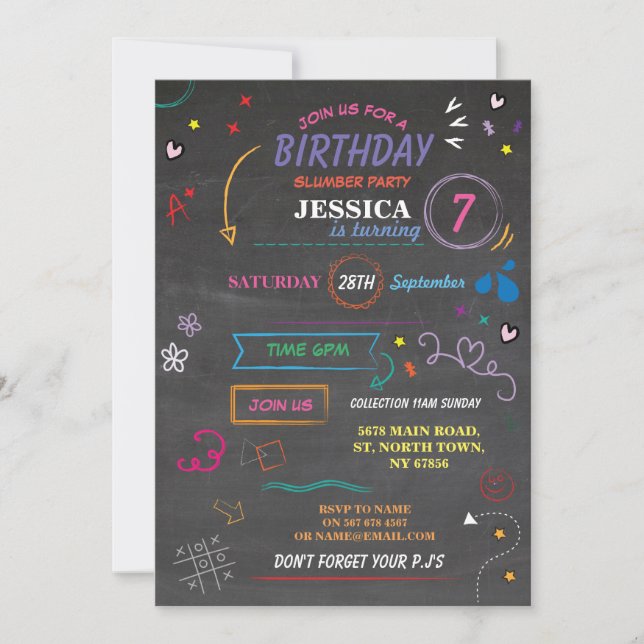 Invitación a boceto de fiesta de cumpleaños de sue (Anverso)