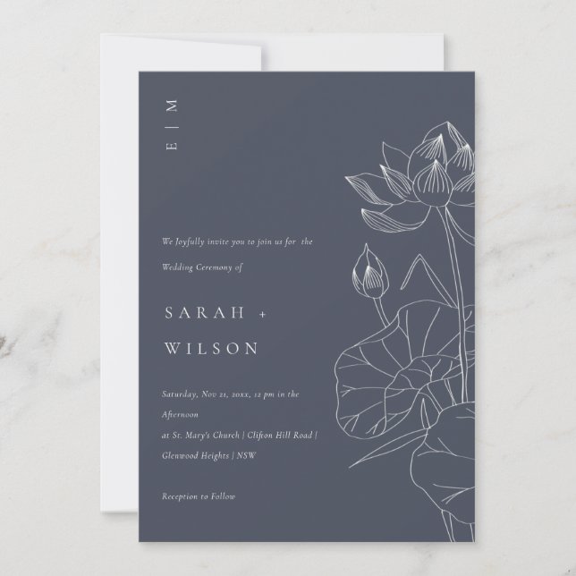 Invitación a boceto de la boda de un boceto floral (Anverso)