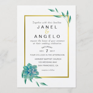 Invitación a Boda Boda Botánica de Oro