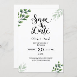 Invitación a Boda de fecha de Greenery Elopement