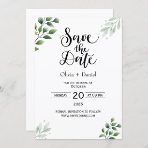 Invitación a Boda de fecha de Greenery Elopement
