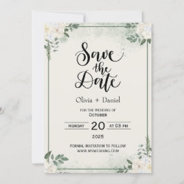 Invitación a Boda de fecha de Greenery Elopement