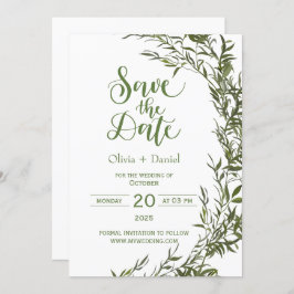 Invitación a Boda de fecha de Greenery Elopement