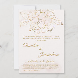 Invitación a boda de flor de oro en España