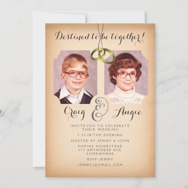 Invitación a Boda de fotos de la vieja escuela (Anverso)