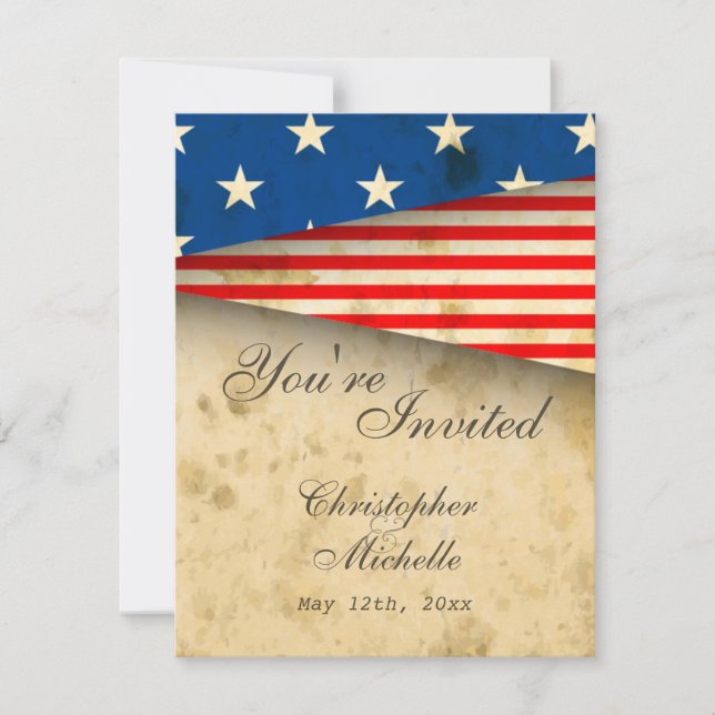Invitación a boda de la bandera estadounidense ven (Anverso)
