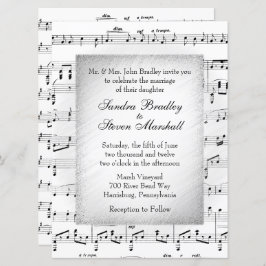 Invitación a Boda de música de hojas blancas