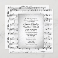 Invitación a Boda de música de hojas blancas