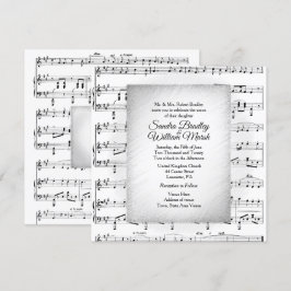 Invitación a Boda de música de hojas blancas