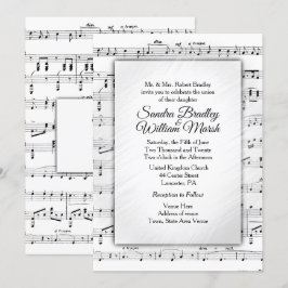 Invitación a Boda de música de hojas blancas